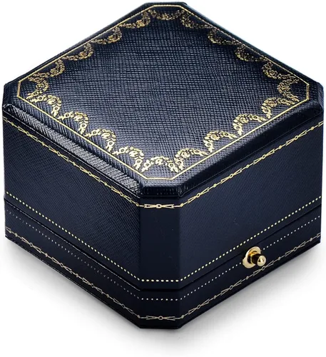 Miniatura 6 de Oirlv Noble - Caja de anillo de compromiso, caja de regalo de joyería, caja de soporte octogonal para anillos