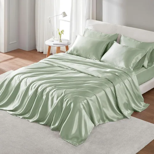 Miniatura 23 de Madison Park Essentials Juego de 2 fundas de almohada de satén para cabello y piel, lujosamente suave, sedosa con brillo natural, fresca al tacto