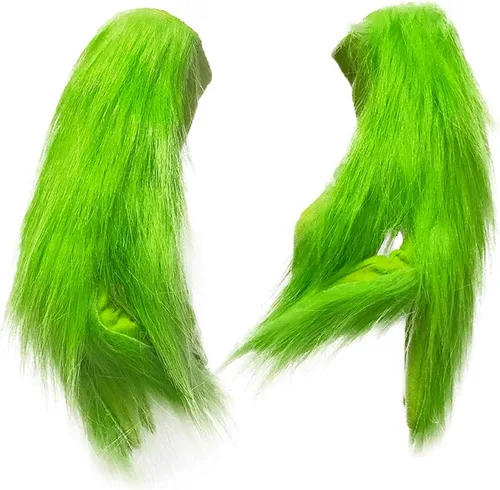 WPOZD Guantes de felpa verde de Navidad, guantes verdes accesorios de juego de rol