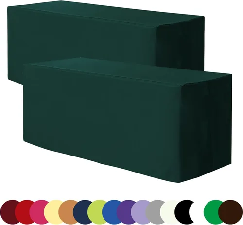 Miniatura 6 de BLACK-4FT Mantel ajustado cubiertas de mesa para mesas rectangulares de 4 pies - Resistente al agua, lavable, tela de poliéster, manteles