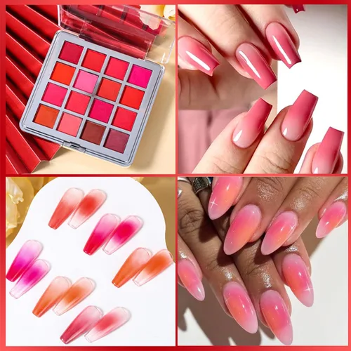 Miniatura 6 de Juego de polvo de pigmento para uñas, polvo de purpurina de uñas degradada de 16 colores, kit de pigmento fluorescente neón, polvo de frotamiento