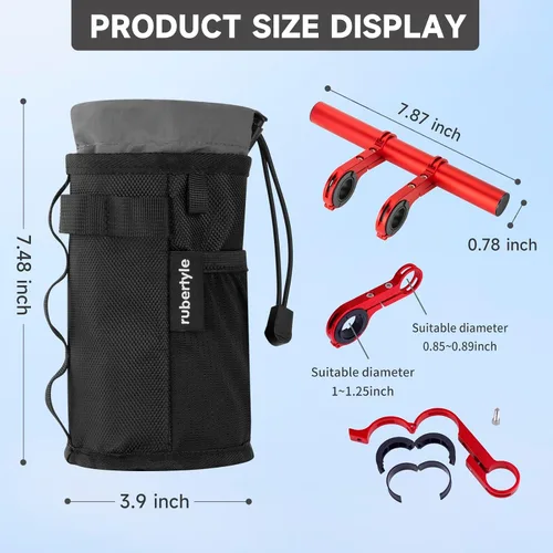Miniatura 9 de Soporte para Botella de Agua de Bicicleta con Montura Se Ajusta a Motocicletas, Carrito de Bebé, Patinetas, Sillas de Ruedas Bolsa de Teléfono