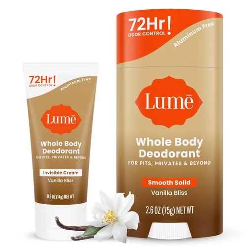 Miniatura 16 de Lume Desodorante para Todo el Cuerpo - Tubo de Crema Invisible Mini y Paquete de Barra Sólida - Control de Olor de 72 Horas - Sin Aluminio