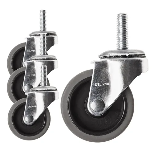 DELIVeR Ruedas giratorias de 2 pulgadas, juego de 4, 80 libras por rueda, para silla de escritorio, silla de oficina, ruedas de vástago, ruedas de