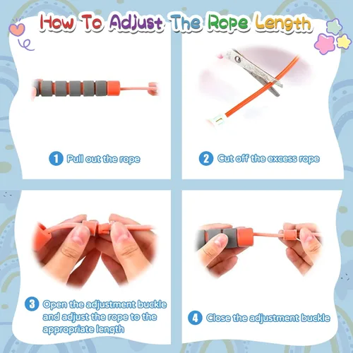 Miniatura 5 de Cuerda de saltar para niños, cuerda de saltar para niños, cuerda de saltar suave ajustable, cuerda de saltar para niños pequeños con asas de espuma