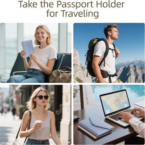 Miniatura 169 de Zoppen - Billetera de viaje con bloqueo RFID multiusos (Ver.4) Portatarjetas de pasaporte y vacunas, organizador de documentos de tres pliegues