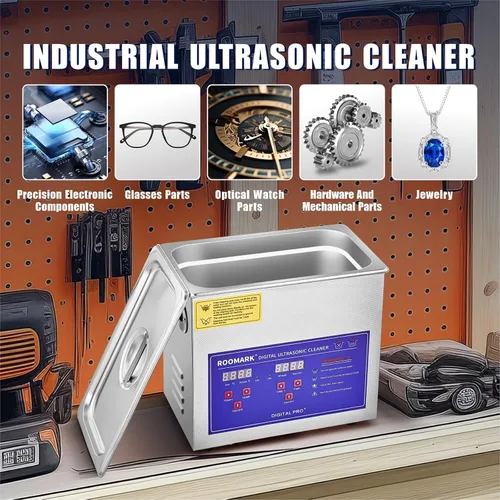 Miniatura 3 de Limpiador ultrasónico de 3.2L, máquina de limpieza ultrasónica con temporizador digital y calentador, herramienta de laboratorio profesional