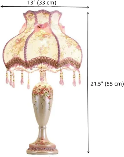 Miniatura 3 de Lámpara de Estilo Victoriano Rosa Lámpara de Mesa Pastoral Romántica Europea Lámpara de Pie Pastoral Forma de Vaso 1 Cabeza Flor de Tela con Bordes