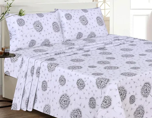 Miniatura 8 de Ruvanti - Sábanas de cama de 100 % algodón, juego de 4 piezas de cama, juego de sábanas azules de tamaño Matrimonial, tela suave, transpirable