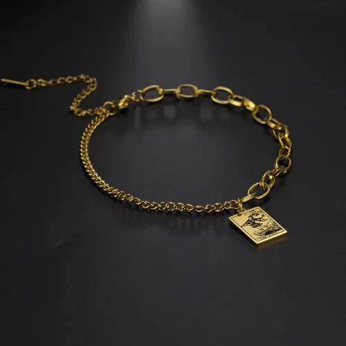 Miniatura 5 de ZKXXJ Tarot Card Pulsera para hombres y mujeres, acero inoxidable Tarot Card Rider Waite colgante pulsera celta astrología adivinación magia amuleto