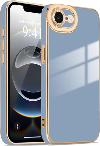 Miniatura 136 de Lafunda Diseñada para iPhone 13 Pro, fundas lujosas con chapado lindo para mujeres y niñas, elegante borde dorado, a prueba de golpes, TPU con funda