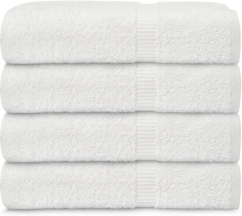 Miniatura 8 de GOLD TEXTILES Juego de toallas de baño prémium (paquete de 24, 27 x 54 pulgadas), 100% algodón hilado en anillo, para hotel, spa, suaves y Blanco