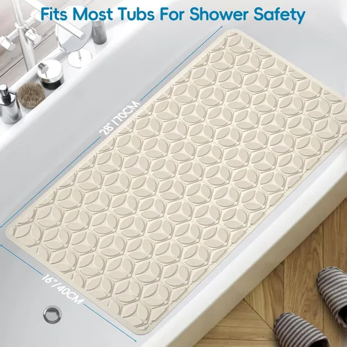 Miniatura 8 de Alfombrilla de Bañera Antideslizante con Ventosas - 100% Goma para Baño Texturizada para Seguridad en Bañera y Ducha - Suave al Tacto - Libre