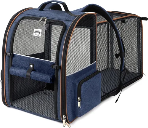 Miniatura 14 de Mochila Grande Transportadora para Gatos Expandible Mochila Transportadora de Mascotas para Perros Pequeños Gatos Medianos Soporta Hasta 18 Libras