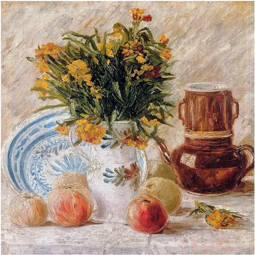 Still Life Flowers Fruits Apple by Vincent Van Gogh Accent - Vinilo decorativo para cocina, baño, baño, cocina, cocina, cocina, baño, placa de