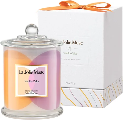 LA JOLIE MUSE Vela perfumada, vela de pastel de vainilla, regalo de vela de lujo, regalo de inauguración de la casa para el nuevo hogar, 70 horas de
