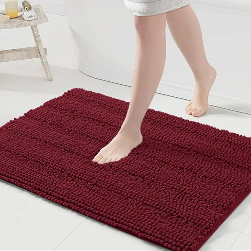 Miniatura 167 de Grandaily Alfombras de baño de felpilla a rayas de 24 x 16 pulgadas, extra gruesas y suaves, absorbentes, parte trasera de goma, alfombra de ducha