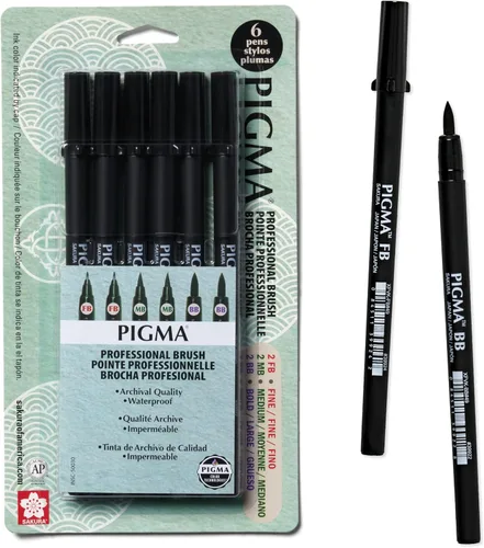SAKURA Pigma - Bolígrafos profesionales de tinta de archivo, tinta negra, varios tamaños de puntas, paquete de 6 unidades 50030