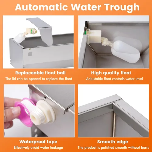 Miniatura 4 de Dispensador automático de tazón de agua grande para perros, de acero inoxidable al aire libre, canal automático de agua para ganado, bebedero