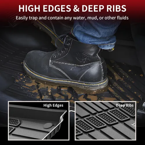Miniatura 3 de LASFIT Alfombrillas de Piso para Jeep Grand Cherokee L 2021-2025 (SOLO para 6 Asientos Sin Consola Central) Revestimientos de Piso de Automóvil