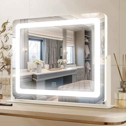 Miniatura 19 de PRIMETEK Espejo de tocador con luces, espejo de maquillaje grande de 19 x 22 pulgadas con luces, espejo de maquillaje iluminado LED, pantalla táctil