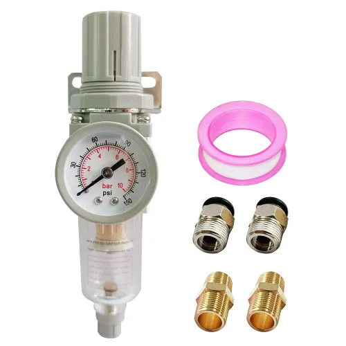 Miniatura 6 de Regulador de presión de filtro de aire NPT de 1/2 "Separador de agua combinado para línea de compresor de aire, drenaje semiautomático, elemento