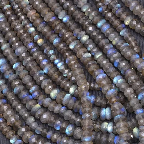 AAA+cuentas de labradorita facetadas de 0.197 in-0.236 in, cuentas sueltas de labradorita de fuego azul natural, cuentas semipreciosas de 13 pulgadas