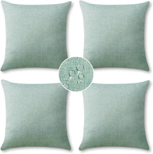 Miniatura 17 de OTOSTAR Juego de 4 fundas de almohada impermeables para exteriores, fundas decorativas para cojines de jardín, fundas de almohada cuadradas