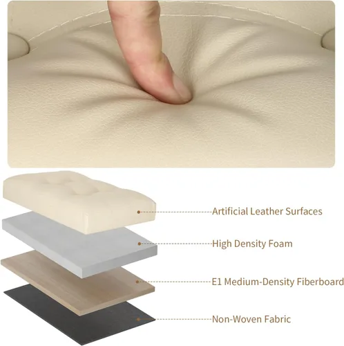 Miniatura 7 de BelugaHelper Otomana de almacenamiento reposapiés taburete, banco reposapiés de cuero plegable con asiento acolchado de espuma más gruesa. Taburete
