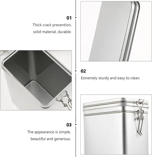 Miniatura 9 de Cubo de almacenamiento de café cuadrado de hojalata con tapa, recipiente hermético para alimentos para despensa de cocina, contenedor de metal