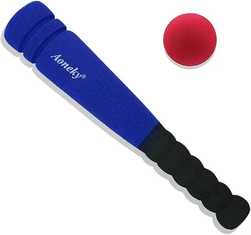 Aoneky Juego de bate de béisbol y pelota de espuma suave para niños pequeños de 1 a 3 años, juguete de bola en T de seguridad de 11.8 pulgadas para