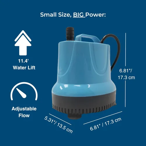 Miniatura 7 de Teamson Home Bomba de agua sumergible ajustable 1191 GPH de 100 W con un cable de alimentación de 6 pies y 4 boquillas diferentes para peceras
