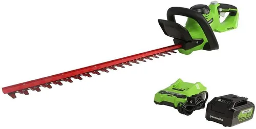 Greenworks Cortasetos de corte láser inalámbrico de 24 V y 22 pulgadas, batería USB de 4.0 Ah y cargador incluidos