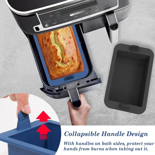 Miniatura 2 de Webake Sartén de silicona para pan, sartén para hornear, mini sartén antiadherente con asa, sin BPA, juego de 2