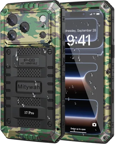 Miniatura 64 de Mitywah Funda impermeable para iPhone 7/iPhone 8 / iPhone SE 2020, funda de metal resistente de grado militar, protección de cuerpo completo