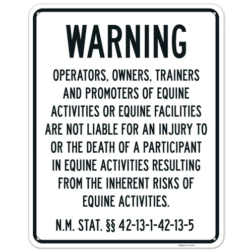 Miniatura 14 de Sigo Signs, Warning Under New Mexico Law Patrocinador de actividad equina o letrero profesional, 10 x 7 pulgadas, calcomanías de vinilo de 4 mil