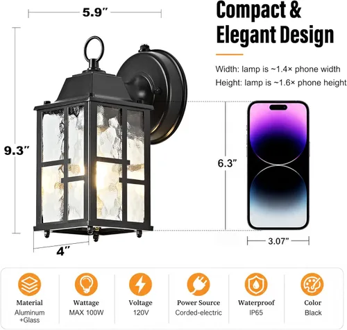 Miniatura 3 de OKELI Lámparas de pared para exteriores del atardecer al amanecer, lámpara de exterior impermeable, iluminación de aplique para el porche delantero