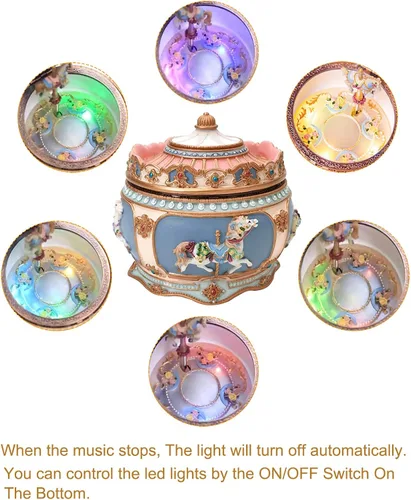 Miniatura 4 de You are My Sunshine Caja de Música Carrusel de Caballos y Unicornios Caja Musical con Sankyo de 18 Notas de Cuerda para Niños y Niñas Regalos