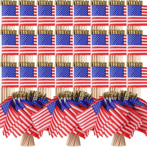 Batiyeer 1000 banderas pequeñas de Estados Unidos en palo de 4 x 6 pulgadas, mini banderas de Estados Unidos de 250 aniversario, bandera de Estados