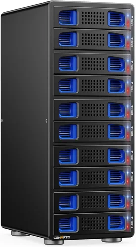Miniatura 11 de CENMATE Caja de disco duro de 4 bahías con ventilador de enfriamiento para HDD/SSD SATA de 2.5/3.5" con cable USB A/C 3.0, Caja de disco duro sin