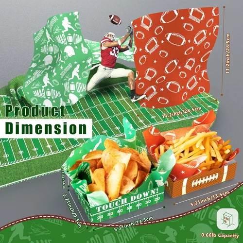 Miniatura 2 de Paquete de 50 bandejas de papel para fiestas de fútbol, decoraciones de fiesta de superbowl, papel desechable para servir alimentos, barcos