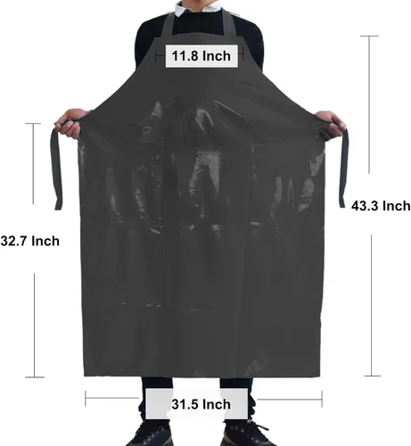 Miniatura 2 de ELEBOX Delantal impermeable a prueba de aceite delantal utilitario delantal resistente a productos químicos con manga delantal de trabajo ultra Negro