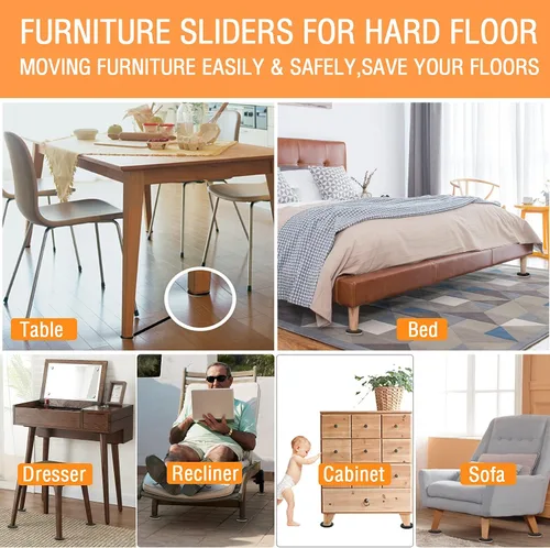 Miniatura 3 de Deslizadores de fieltro para muebles, pisos de madera dura, 16 piezas de 3.5 pulgadas, deslizadores de fieltro resistentes, superficies duras, mueve