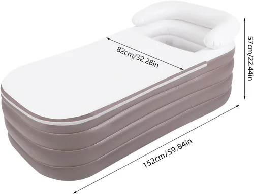 Miniatura 3 de Bañera inflable plegable de 4 capas, bañera portátil de pie para adultos de 50 pulgadas con bomba de aire eléctrica, bañera de spa para baño de agua