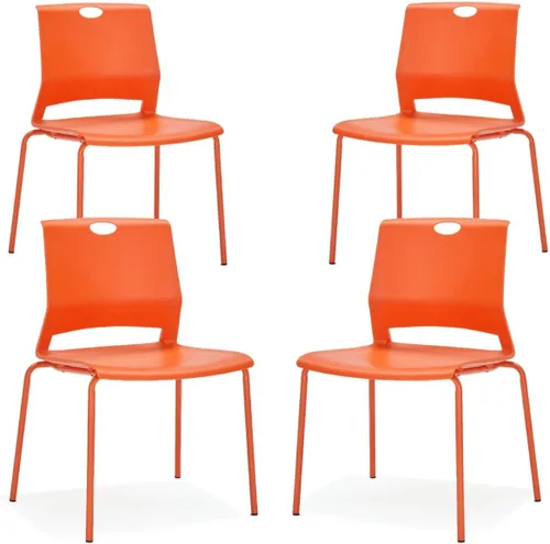 Miniatura 8 de Juego de 4 sillas apilables negras, modernas sillas de oficina para invitados, sillas de comedor apilables, silla de plástico para sala