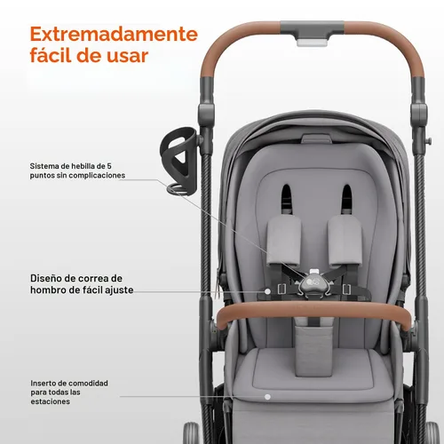 Miniatura 6 de MAMAZING Air Lux - Cochecito de bebé, marco de fibra de carbono de solo 15.8 libras, cochecito plegable compacto para niños pequeños con asiento Gris