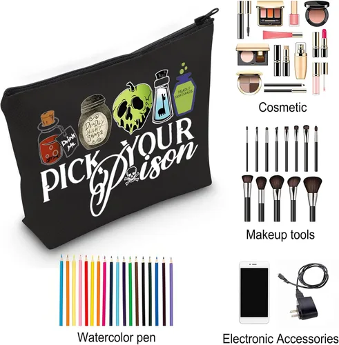 Miniatura 5 de ZJXHPO Halloween Evil Queen Regalo Villano Amante Regalo Veneno Maquillaje Bolsa Con Cremallera Lona Tote Bolso Hombro