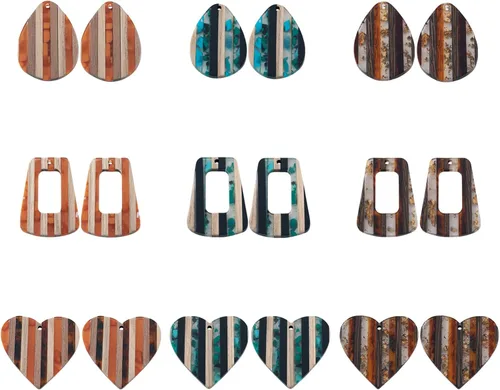 Miniatura 43 de Pendientes de hoja de madera de resina encantos pendientes de madera en blanco