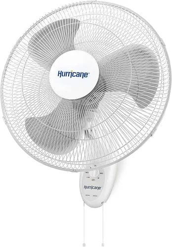 Miniatura 10 de Hurricane Ventilador de pared oscilante clásico de 16 pulgadas con 3 ajustes de velocidad, color blanco