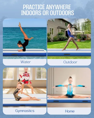 Miniatura 8 de Inflatable Gymnastics Mat 10ft/ 13ft/ 16ft, 4 inches Thickness Gymnastic Mats with Electric Pump and Carry Bag for Kids Home Use Outdoor Training
